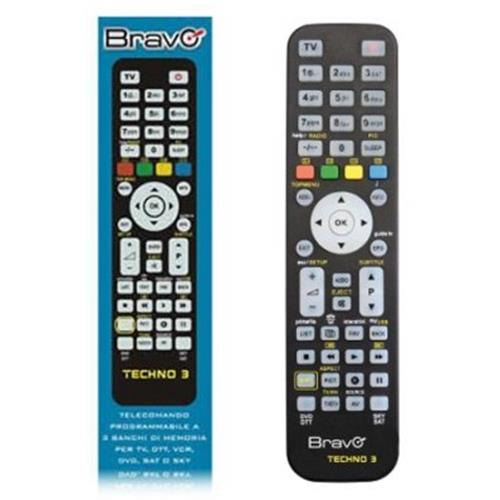 BRAVO Techno 3 - Telecomando IR Wireless DTT,DVD/Blu-Ray,Sat,TV,VCR