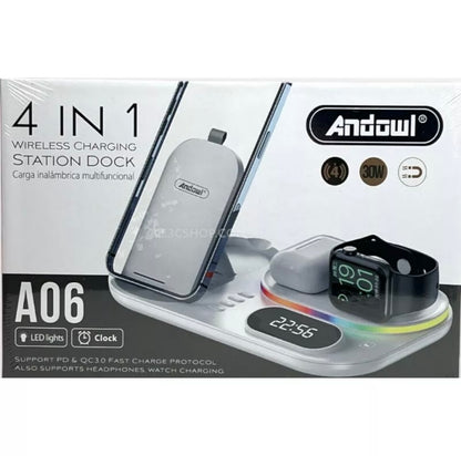 Andowl A06 Stazione di ricarica Wireless multifunzione- iPhone -Apple Watch - Air Pods Pro 2(wireless)