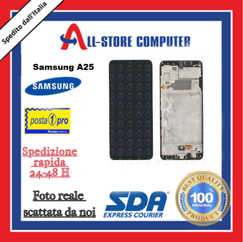 Display per SAMSUNG A25 SERVICE PACK Originale Nero