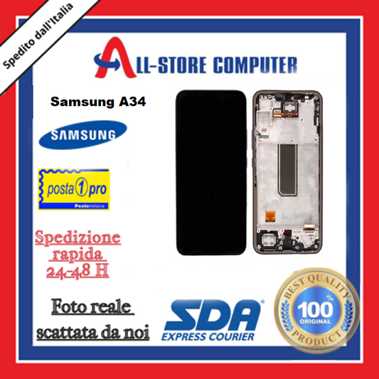 Display per SAMSUNG A34 SERVICE PACK SENSA FRAME Originale Nero