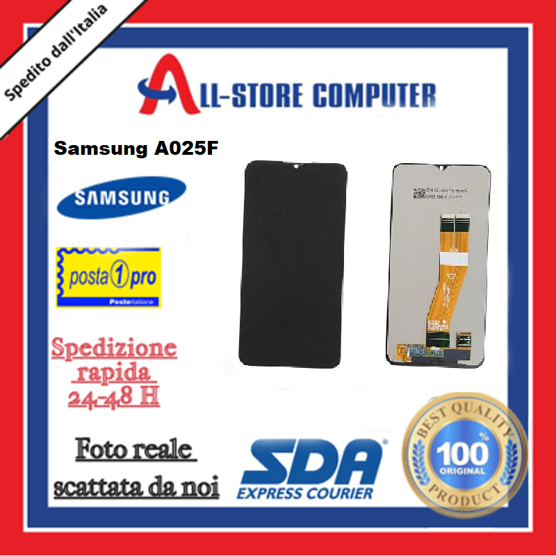 Display per SAMSUNG A025F Service pack Sensa frame Originale Nero