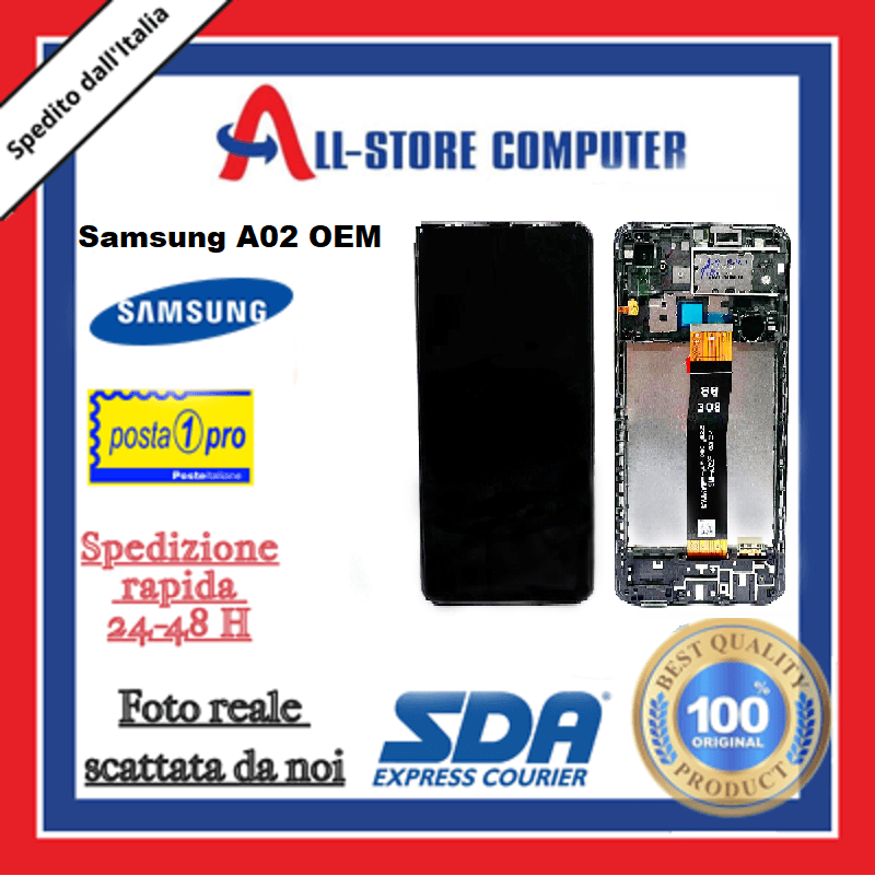 Display per SAMSUNG A02 OEM SERVICE PACK Originale Nero