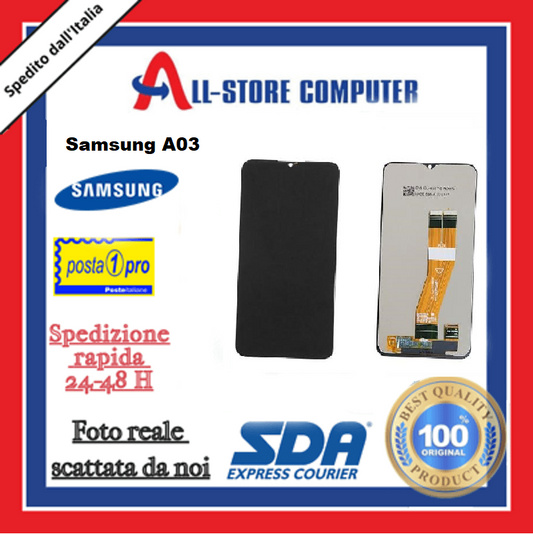 Display per SAMSUNG A035F A03 SERVICE PACK SENSA FRAME Originale Nero