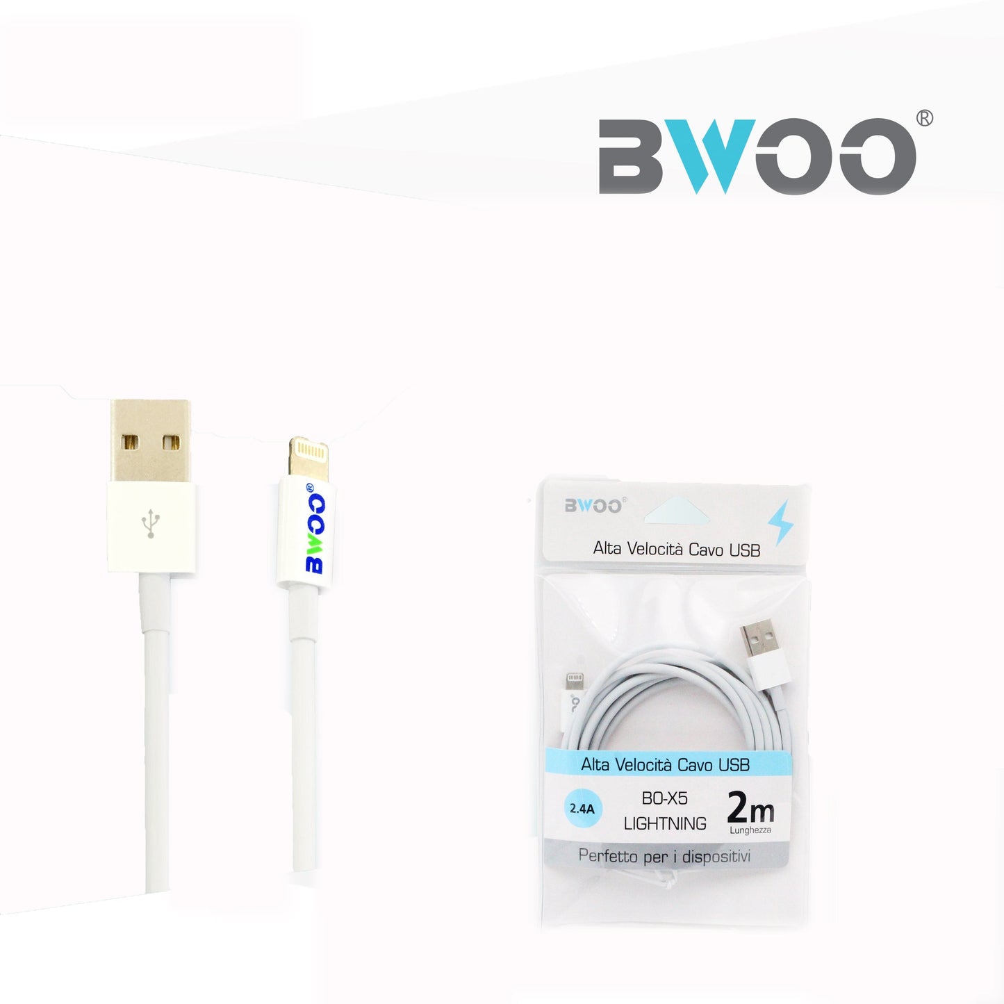 BWOO  Cavo Compatibile Apple Lightning a USB (2m) Certificato