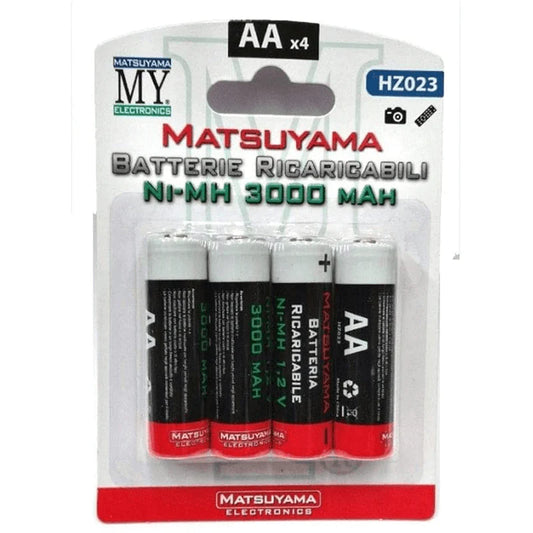 MATSUYAMA Batterie Ricaricabili Stilo "AA" 3000MAH CONF. 4PZ (HZ023)