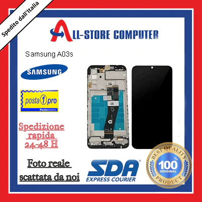 Display per SAMSUNG A03S A037G SERVICE PACK SENSA FRAME Originale Nero