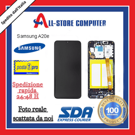 Display per SAMSUNG A20E SERVICE PACK SENSA FRAME Originale Nero