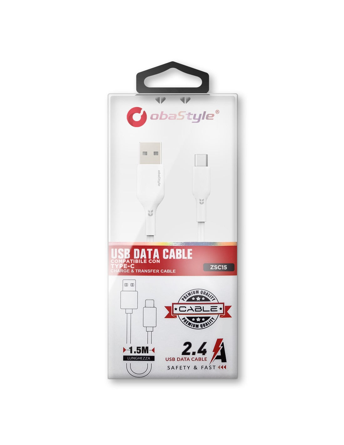 OBASTYLE USB Data Cable Compatibile Con Type-C