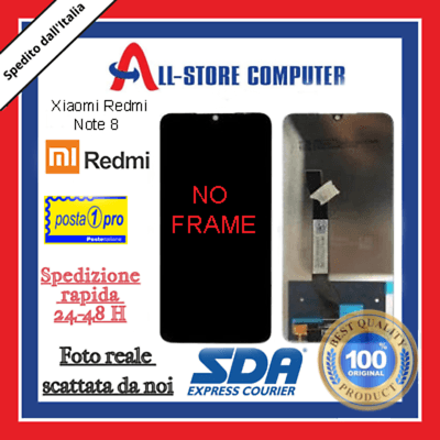 Display per XIAOMI PER REDMI NOTE 8 NO FRAME Originale Nero