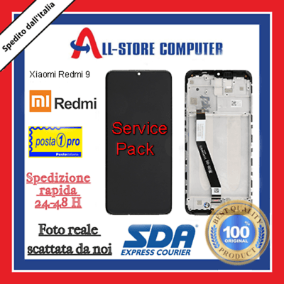 Display per XIAOMI PER REDMI 9 SERVICE PACK Originale Nero