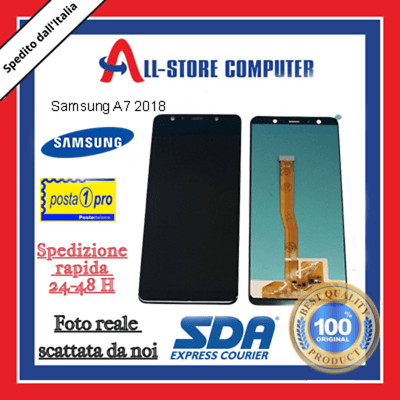 Display per SAMSUNG A7(2018) SERVICE PACK A750F Originale Nero