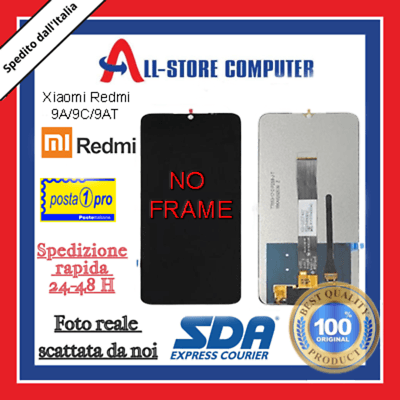 Display per XIAOMI PER REDMI 9A/9C/9AT NO FRAME Originale Nero