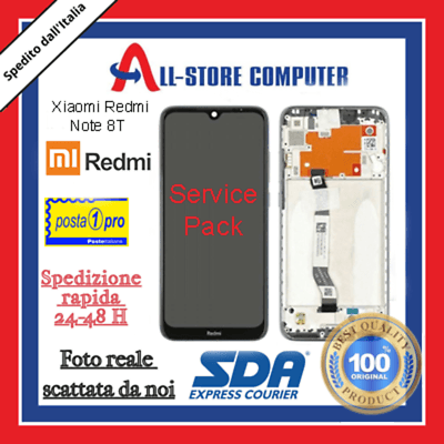 Display per XIAOMI REDMI NOTE 8T SERVICE PACK Originale Nero