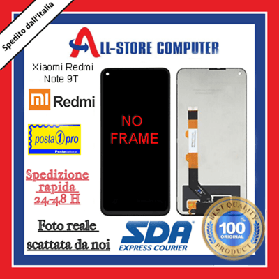 Display per XIAOMI PER REDMI NOTE 9T NO FRAME Originale Nero