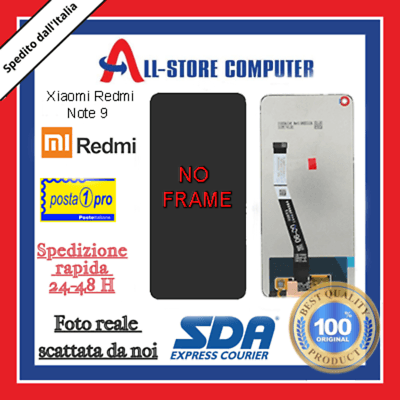 Display per XIAOMI PER REDMI NOTE 9 NO FRAME Originale Nero