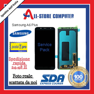 Display per SAMSUNG A6 PLUS SERVICE PACK SM A605F Originale Nero