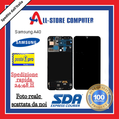 Display per SAMSUNG A40 SERVICE PACK SM-A405 Originale Nero