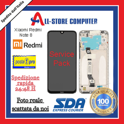 Display per XIAOMI PER REDMI NOTE 8 SERVICE PACK Originale Nero