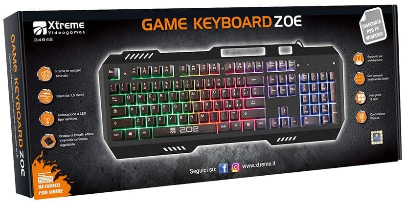 XTREME ZOE Tastiera Gaming Metallo USB  Retroilluminata - All-Store Computer