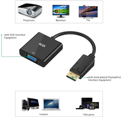 DIGITUS Cavo Adattatore DisplayPort 1.2 MASCHIO VGA 15POLI FEMMINA 15MM - All-Store Computer