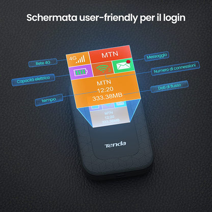 TENDA Hotspot Mobile Router Portatile, Saponetta Wifi 4G LTE Cat4 150Mbps, Batteria 2100 MAh - All-Store Computer