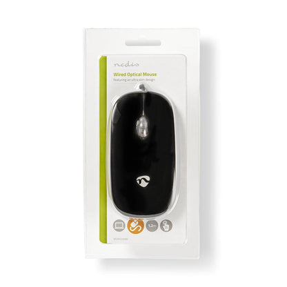 NEDIS Mouse cablato  | Entrambe Le Mani | 1.20 m | Mouse Silenzioso 1.20 m Nero/Bianco - All-Store Computer