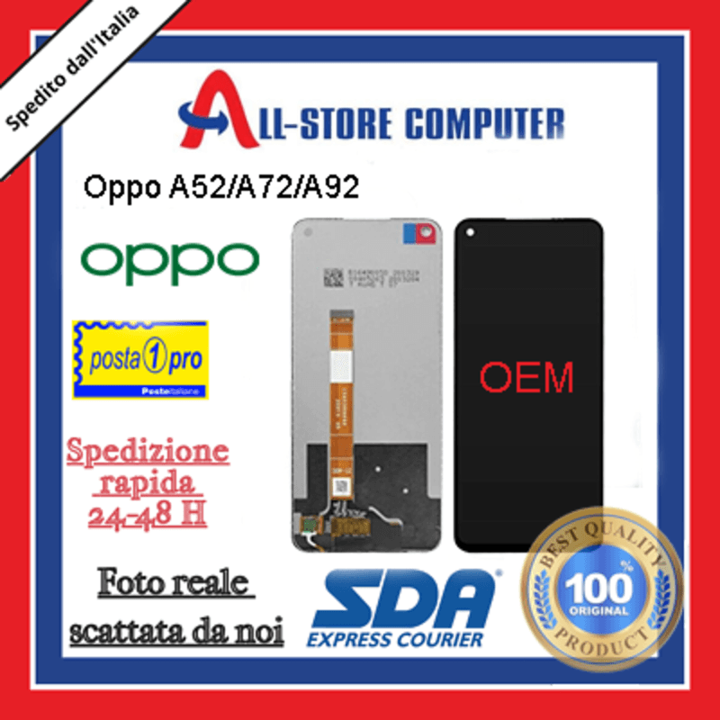 Display per OPPO A52/A72/A92 OEM Nero