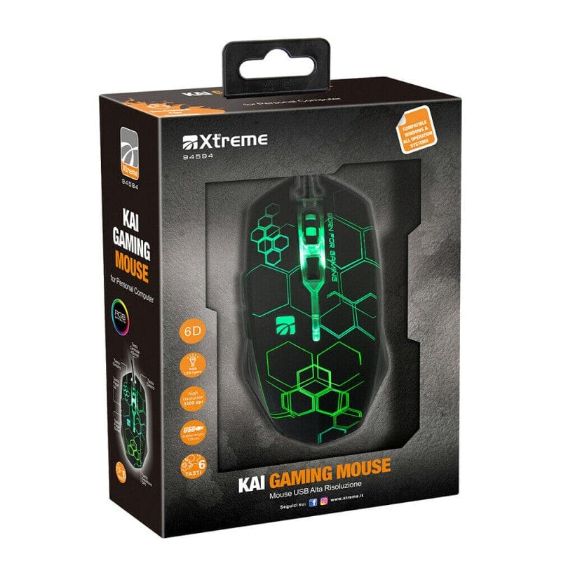 XTREME KAI Gaming Mouse Ambidestro USB tipo A Ottico 3200 DPI - All-Store Computer