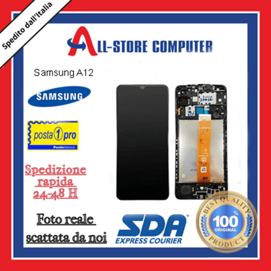 Display per SAMSUNG A12 A125F SERVICE PACK Originale Nero