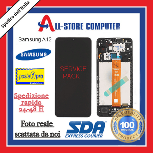 Display per SAMSUNG A12 A127 SERVICE PACK Originale Nero