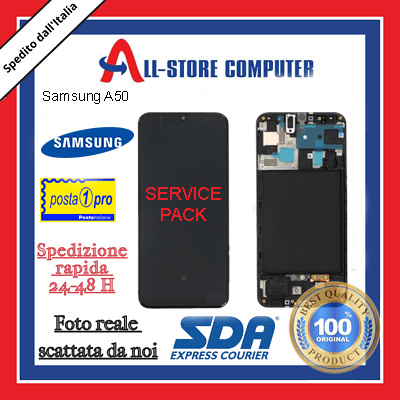 Display per SAMSUNG A50 SERVICE PACK SM-A505 Originale Nero